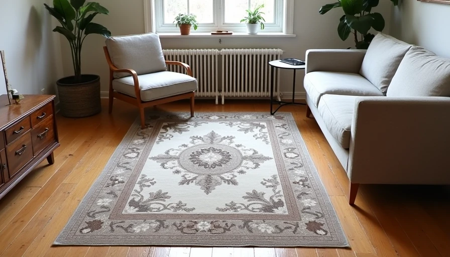 5x7 renter-friendly rug in small apartment